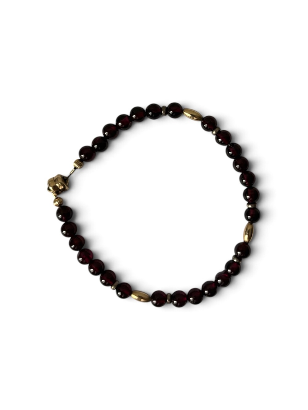 Gold Accent Garnet Bead Bracelet